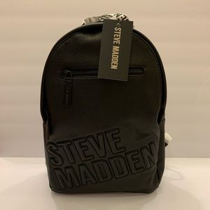 Steve Madden BMARLEE Black Embossed Logo Backpack